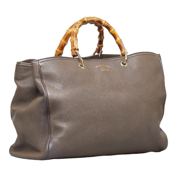 グッチ バンブー ショッパー ラージトート ハンドバッグ ショルダーバッグ 2WAY 323658 ブラウン ベージュ レザー レディース GUCCI 【中古】