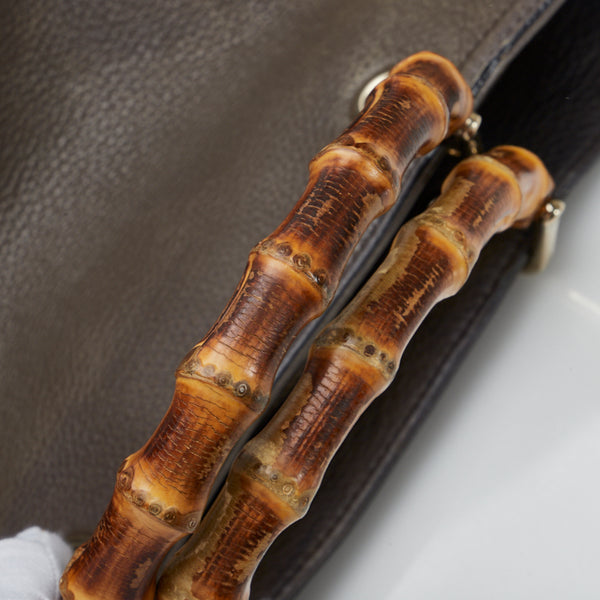 グッチ バンブー ショッパー ラージトート ハンドバッグ ショルダーバッグ 2WAY 323658 ブラウン ベージュ レザー レディース GUCCI 【中古】