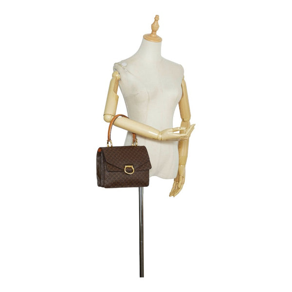 セリーヌ マカダム ハンドバッグ ブラウン PVC レザー レディース CELINE 【中古】