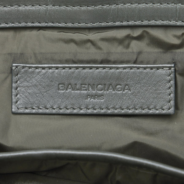 バレンシアガ ネイビーカバス ハンドバッグ 363419 カーキ ナイロン レザー レディース BALENCIAGA 【中古】