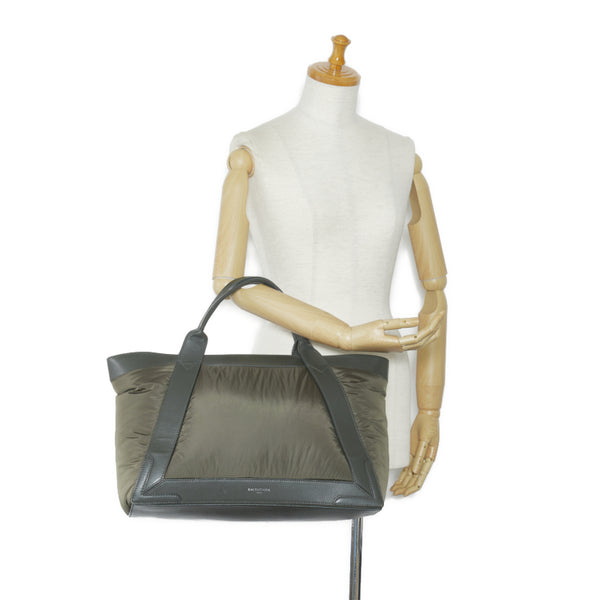 バレンシアガ ネイビーカバス ハンドバッグ 363419 カーキ ナイロン レザー レディース BALENCIAGA 【中古】