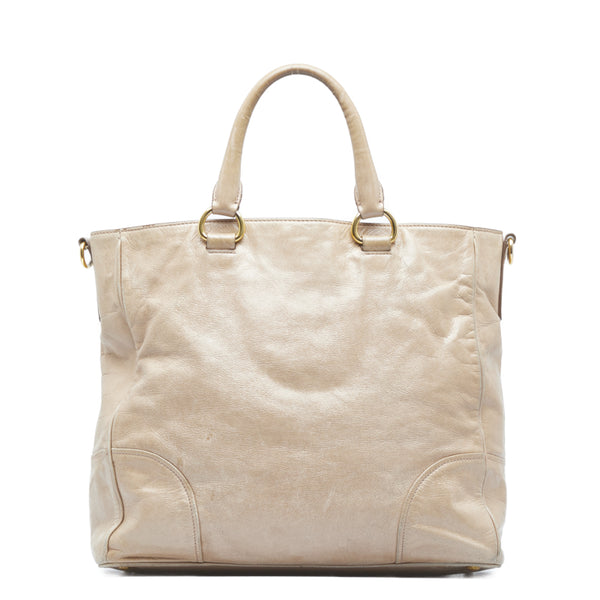 プラダ ハンドバッグ ショルダーバッグ 2WAY ベージュ レザー レディース PRADA 【中古】