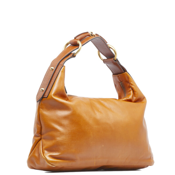 グッチ ホースビット ハンドバッグ ワンショルダーバッグ 115867 ブラウン レザー レディース GUCCI 【中古】