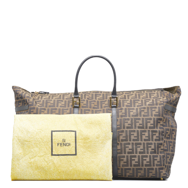フェンディ ズッカ ボストンバッグ トラベルバッグ 旅行用バッグ ブラウン キャンバス レザー レディース FENDI 【中古】