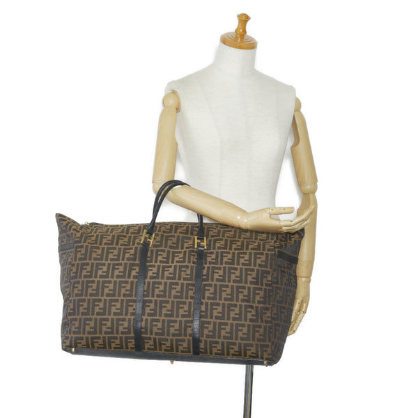 フェンディ ズッカ ボストンバッグ トラベルバッグ 旅行用バッグ ブラウン キャンバス レザー レディース FENDI 【中古】