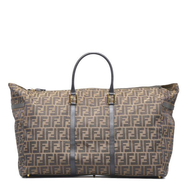フェンディ ズッカ ボストンバッグ トラベルバッグ 旅行用バッグ ブラウン キャンバス レザー レディース FENDI 【中古】