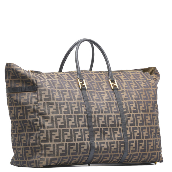 フェンディ ズッカ ボストンバッグ トラベルバッグ 旅行用バッグ ブラウン キャンバス レザー レディース FENDI 【中古】