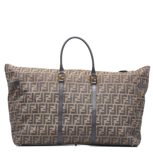 フェンディ ズッカ ボストンバッグ トラベルバッグ 旅行用バッグ ブラウン キャンバス レザー レディース FENDI 【中古】