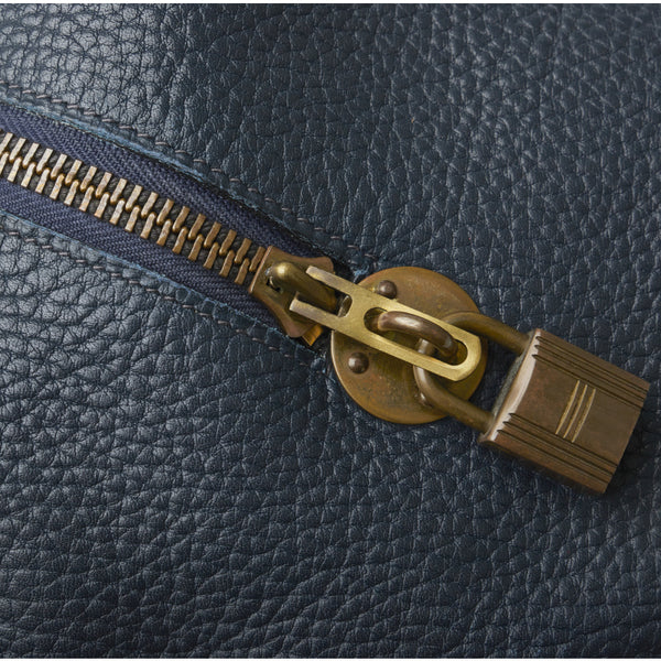 エルメス ヴィクトリア ボストンバッグ トラベルバッグ 旅行用バッグ ネイビー ベージュ レザー レディース HERMES 【中古】