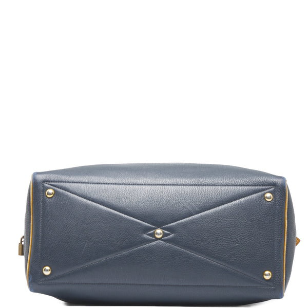 エルメス ヴィクトリア ボストンバッグ トラベルバッグ 旅行用バッグ ネイビー ベージュ レザー レディース HERMES 【中古】