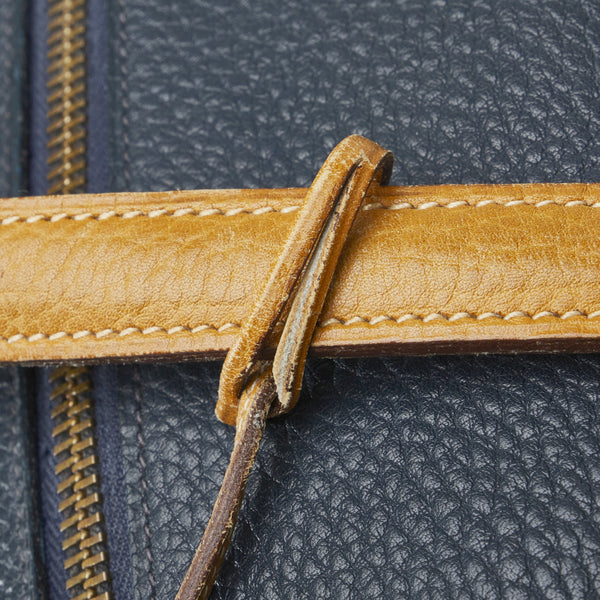 エルメス ヴィクトリア ボストンバッグ トラベルバッグ 旅行用バッグ ネイビー ベージュ レザー レディース HERMES 【中古】