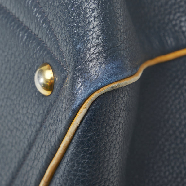 エルメス ヴィクトリア ボストンバッグ トラベルバッグ 旅行用バッグ ネイビー ベージュ レザー レディース HERMES 【中古】