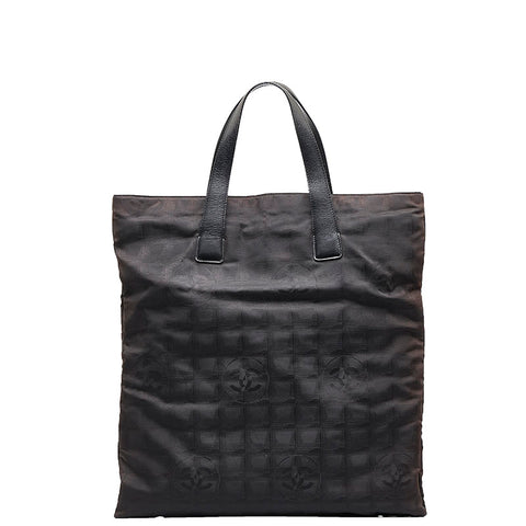 シャネル ニュートラベルライン トートバッグ ブラック ナイロン レザー レディース CHANEL 【中古】