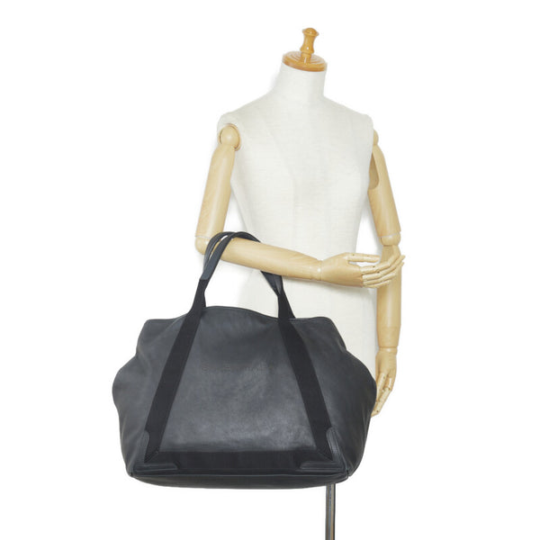 バレンシアガ ネイビーカバス パンチングロゴ ハンドバッグ トートバッグ 339936 ブラック レザー レディース BALENCIAGA 【中古】