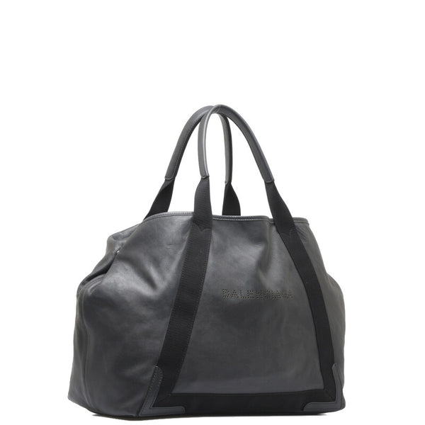 バレンシアガ ネイビーカバス パンチングロゴ ハンドバッグ トートバッグ 339936 ブラック レザー レディース BALENCIAGA 【中古】