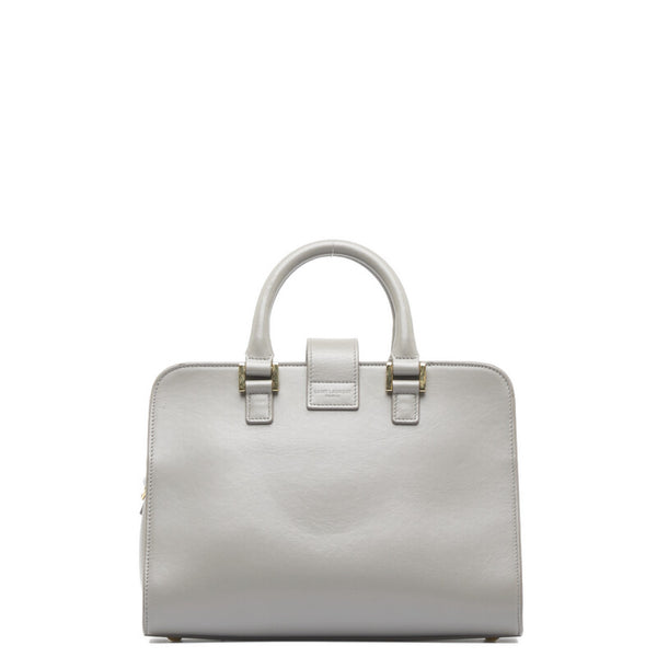 サンローラン ベイビー モノグラム カバス ハンドバッグ 472466 グレー レザー レディース SAINT LAURENT 【中古】