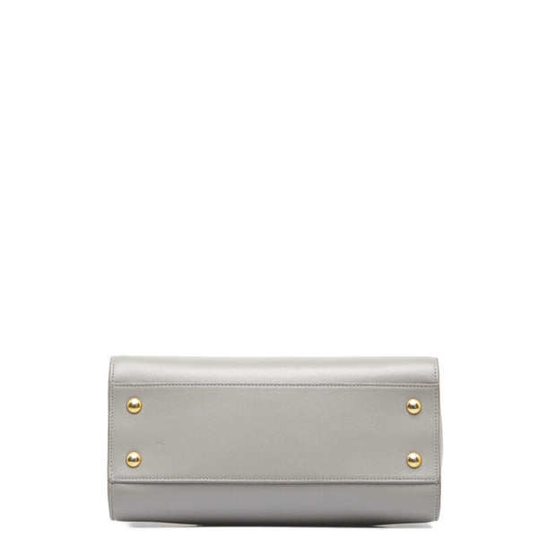 サンローラン ベイビー モノグラム カバス ハンドバッグ 472466 グレー レザー レディース SAINT LAURENT 【中古】