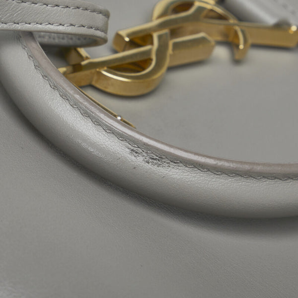 サンローラン ベイビー モノグラム カバス ハンドバッグ 472466 グレー レザー レディース SAINT LAURENT 【中古】