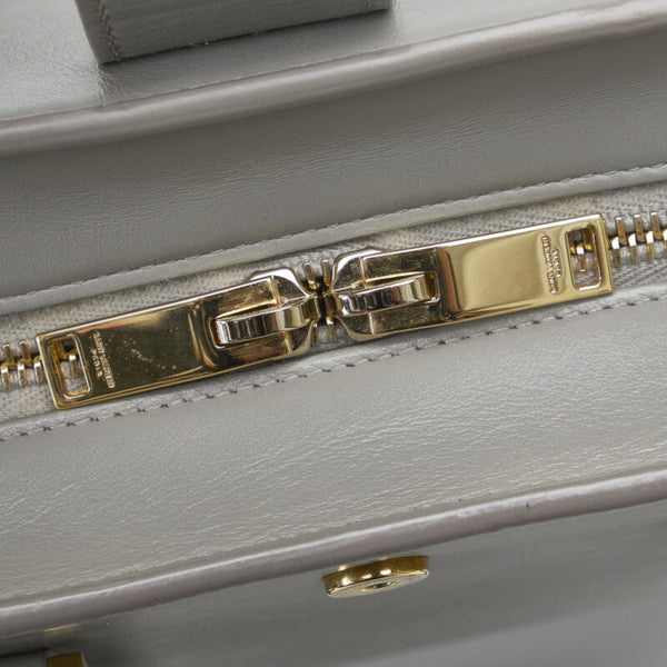 サンローラン ベイビー モノグラム カバス ハンドバッグ 472466 グレー レザー レディース SAINT LAURENT 【中古】