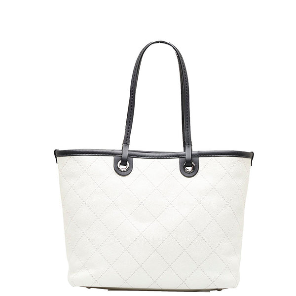 シャネル ワイルドステッチ ココマーク トートバッグ ショルダーバッグ ホワイト キャビアスキン レディース CHANEL 【中古】