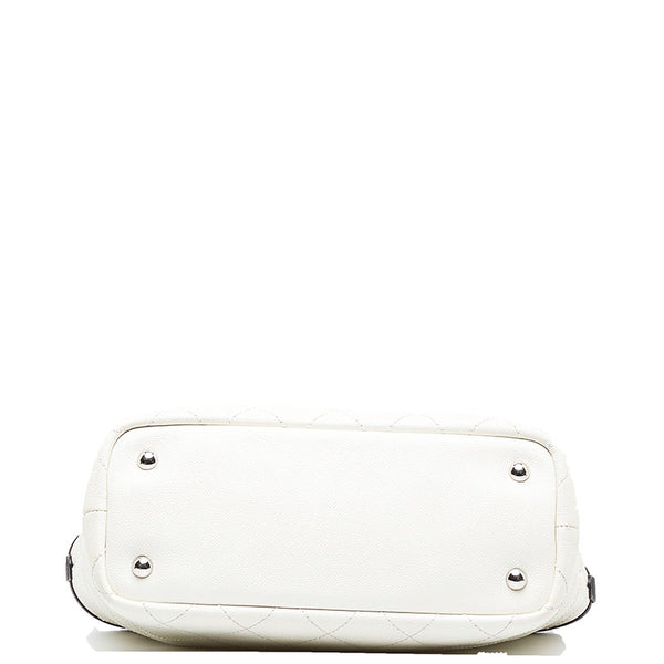 シャネル ワイルドステッチ ココマーク トートバッグ ショルダーバッグ ホワイト キャビアスキン レディース CHANEL 【中古】