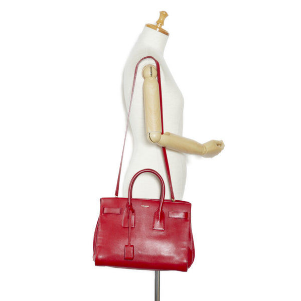 サンローラン サックドジュール スモール ハンドバッグ ショルダーバッグ 2WAY 355153 レッド レザー レディース SAINT LAURENT 【中古】
