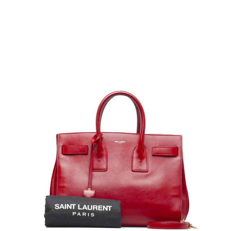 サンローラン サックドジュール スモール ハンドバッグ ショルダーバッグ 2WAY 355153 レッド レザー レディース SAINT LAURENT 【中古】