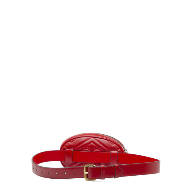 グッチ GGマーモント キルティング ボディバッグ ウエストバッグ 476434 レッド レザー レディース GUCCI 【中古】