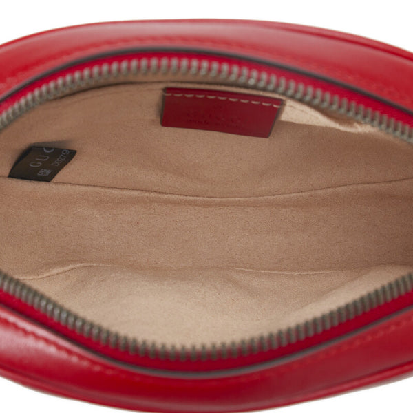 グッチ GGマーモント キルティング ボディバッグ ウエストバッグ 476434 レッド レザー レディース GUCCI 【中古】
