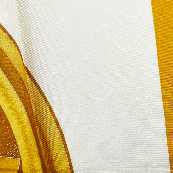 シャネル ココマーク ココボタン スカーフ イエロー ホワイト シルク レディース CHANEL 【中古】