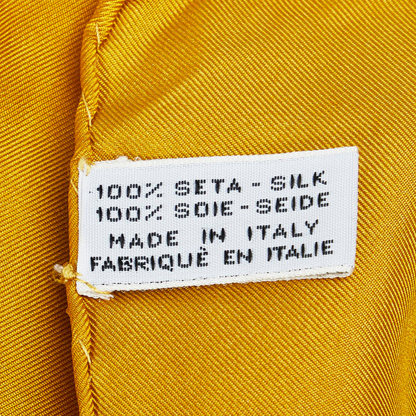 シャネル ココマーク ココボタン スカーフ イエロー ホワイト シルク レディース CHANEL 【中古】