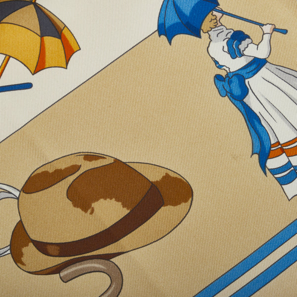 エルメス カレ90 OMBRELLES ET PARAPLUIES 日傘と雨傘 スカーフ ベージュ マルチカラー シルク レディース HERMES 【中古】