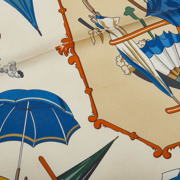 エルメス カレ90 OMBRELLES ET PARAPLUIES 日傘と雨傘 スカーフ ベージュ マルチカラー シルク レディース HERMES 【中古】
