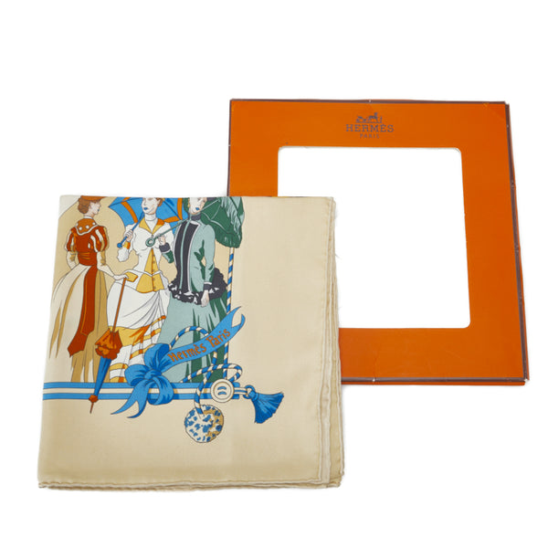 エルメス カレ90 OMBRELLES ET PARAPLUIES 日傘と雨傘 スカーフ ベージュ マルチカラー シルク レディース HERMES 【中古】
