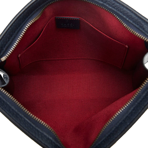 グッチ GGウールポーチ クラッチバッグ セカンドバッグ 597634 ネイビー レッド ウール レザー レディース GUCCI 【中古】