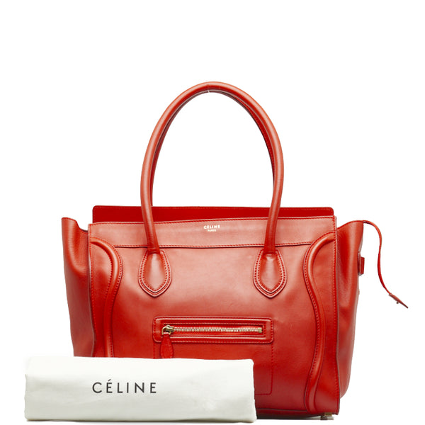 セリーヌ ラゲージ　ミディアムショッパー ハンドバッグ トートバッグ レッド レザー レディース CELINE 【中古】