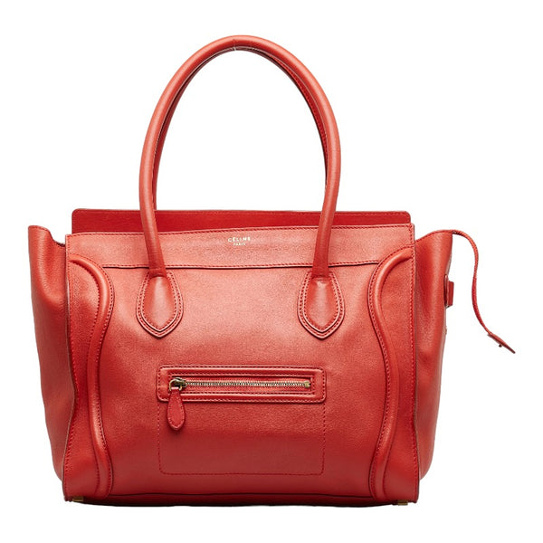 セリーヌ ラゲージ　ミディアムショッパー ハンドバッグ トートバッグ レッド レザー レディース CELINE 【中古】