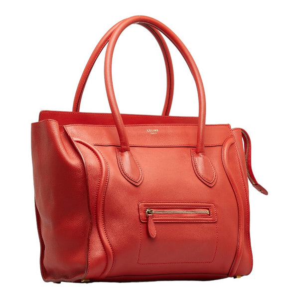 セリーヌ ラゲージ　ミディアムショッパー ハンドバッグ トートバッグ レッド レザー レディース CELINE 【中古】