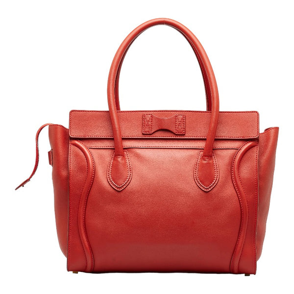 セリーヌ ラゲージ　ミディアムショッパー ハンドバッグ トートバッグ レッド レザー レディース CELINE 【中古】
