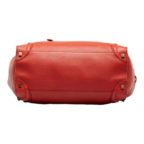 セリーヌ ラゲージ　ミディアムショッパー ハンドバッグ トートバッグ レッド レザー レディース CELINE 【中古】