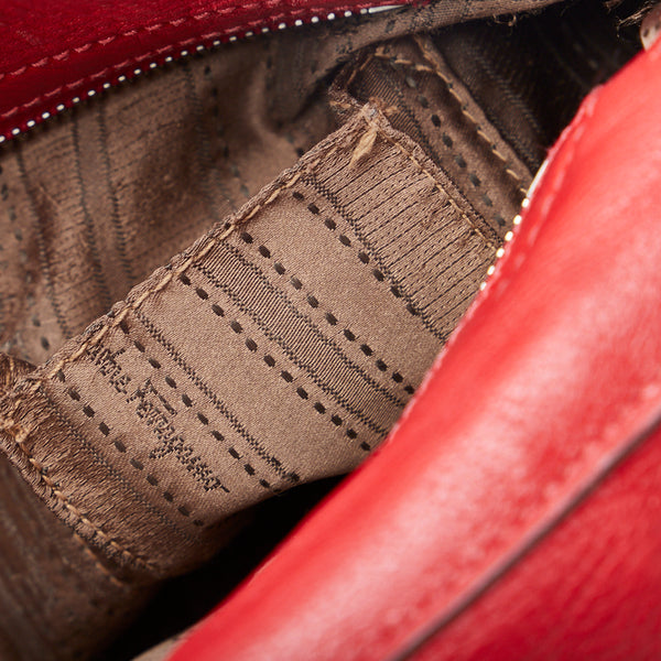 サルヴァトーレフェラガモ ガンチーニ ソフィア ハンドバッグ ショルダーバッグ 2WAY BW-21 A896 レッド レザー レディース Salvatore Ferragamo 【中古】