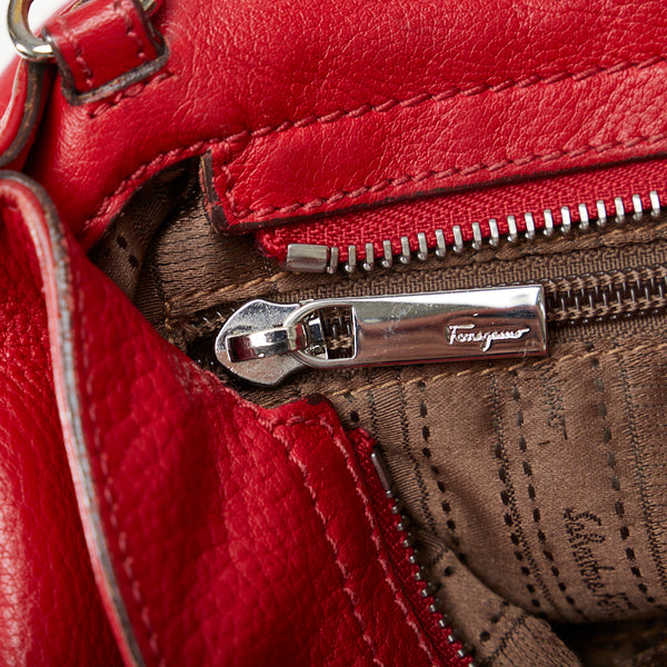 サルヴァトーレフェラガモ ガンチーニ ソフィア ハンドバッグ ショルダーバッグ 2WAY BW-21 A896 レッド レザー レディース Salvatore Ferragamo 【中古】