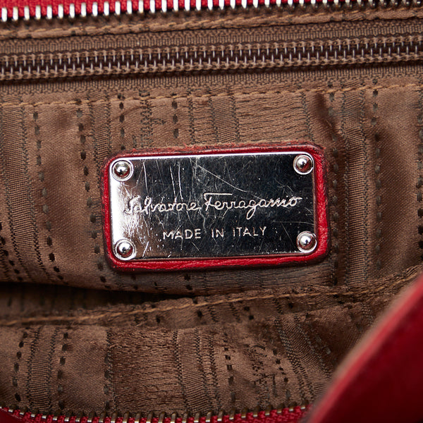 サルヴァトーレフェラガモ ガンチーニ ソフィア ハンドバッグ ショルダーバッグ 2WAY BW-21 A896 レッド レザー レディース Salvatore Ferragamo 【中古】