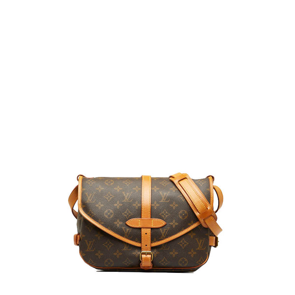 ルイ ヴィトン モノグラム ソミュール30 ショルダーバッグ M42256 ブラウン PVC レザー レディース LOUIS VUITTON 【中古】