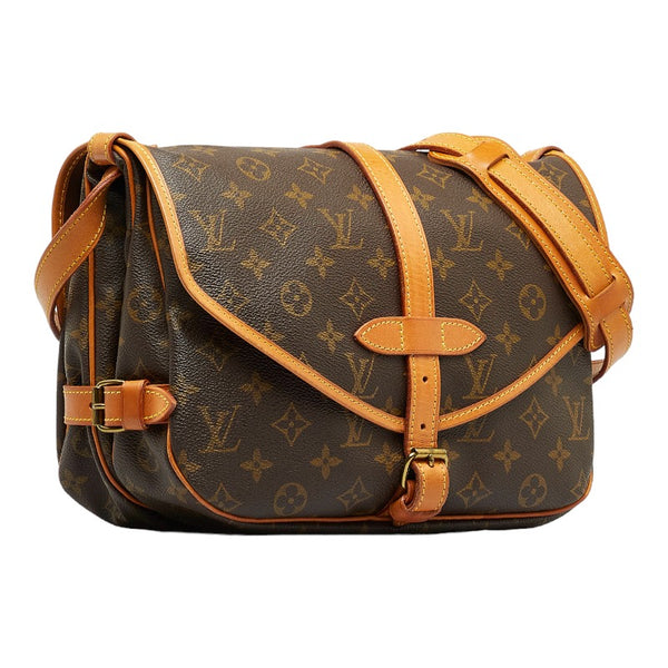 ルイ ヴィトン モノグラム ソミュール30 ショルダーバッグ M42256 ブラウン PVC レザー レディース LOUIS VUITTON 【中古】