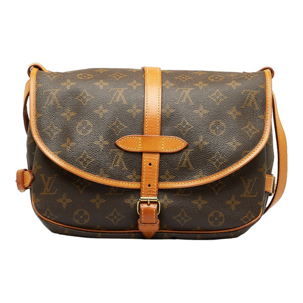 ルイ ヴィトン モノグラム ソミュール30 ショルダーバッグ M42256 ブラウン PVC レザー レディース LOUIS VUITTON 【中古】