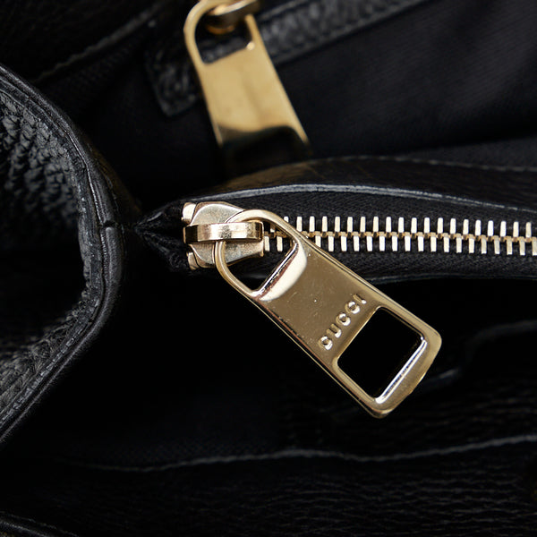 グッチ バンブー ショッパー ミディアム ハンドバッグ ショルダーバッグ 2WAY 323660 ブラック レザー レディース GUCCI 【中古】