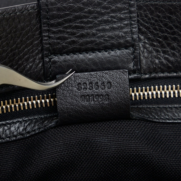 グッチ バンブー ショッパー ミディアム ハンドバッグ ショルダーバッグ 2WAY 323660 ブラック レザー レディース GUCCI 【中古】