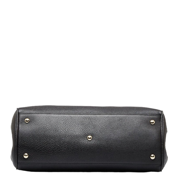 グッチ バンブー ショッパー ミディアム ハンドバッグ ショルダーバッグ 2WAY 323660 ブラック レザー レディース GUCCI 【中古】