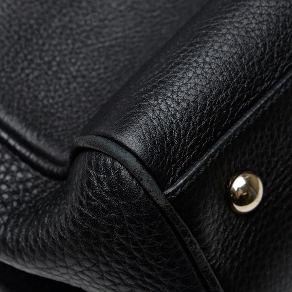 グッチ バンブー ショッパー ミディアム ハンドバッグ ショルダーバッグ 2WAY 323660 ブラック レザー レディース GUCCI 【中古】